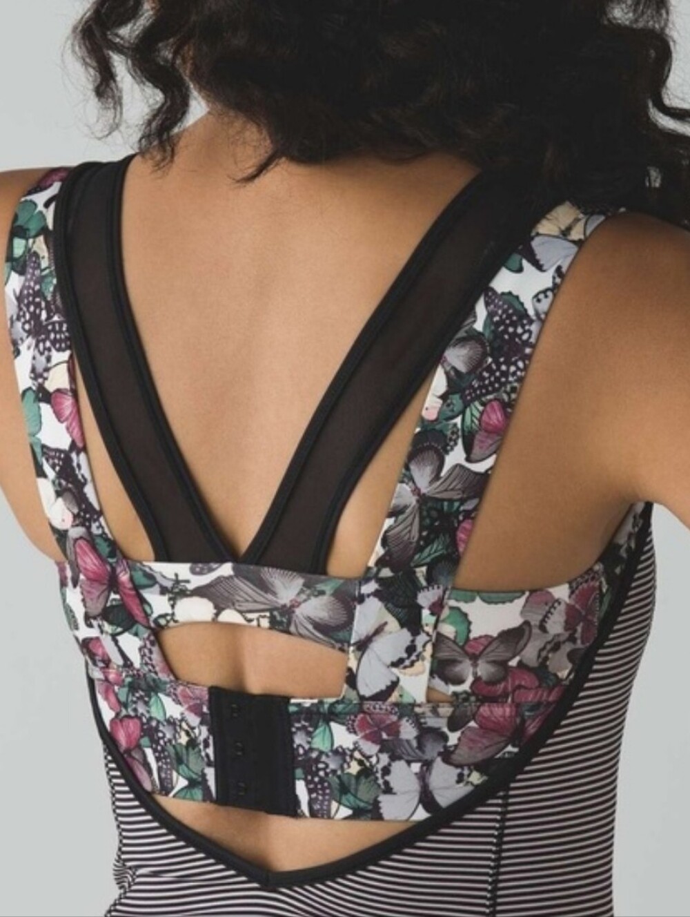 Lululemon Super Sport Tank Built-In Bra Striped So Fly Butterfly Angel Wing Sz6